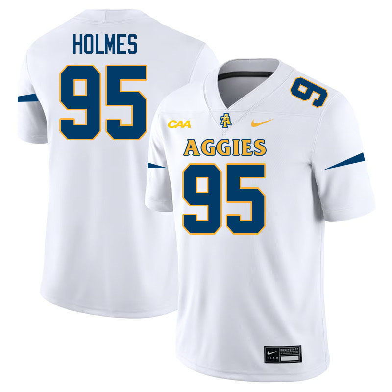 North Carolina A&T Aggies #95 Brad Holmes College Football Jerseys,Uniforms-White